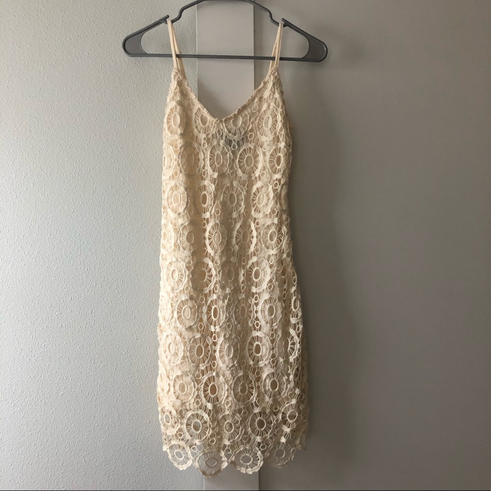 Fitted cream crochet dress